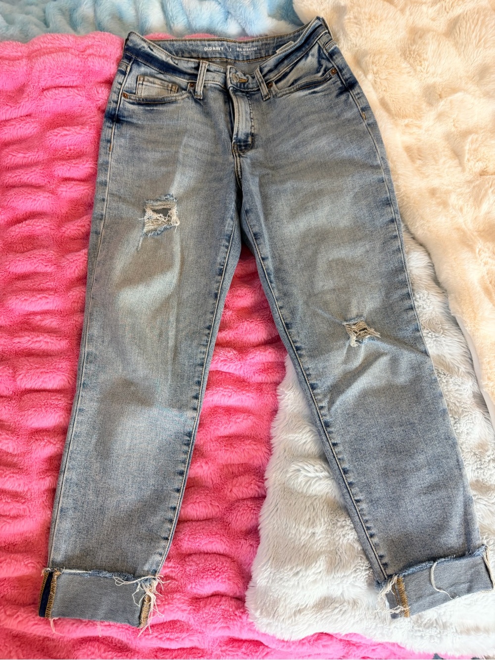 Old Navy Light Blue Distressed Boyfriend Jeans